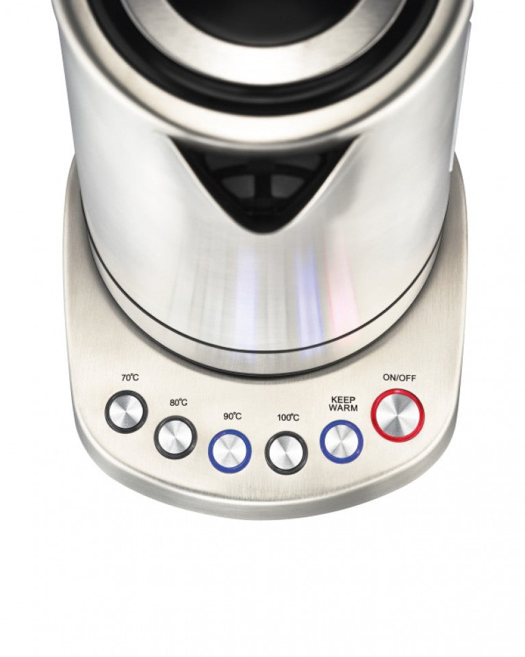 Solis Wasserkocher 5516 – 1,7 l, Edelstahl, Temperaturwahl (4 Stufen), Warmhalten (2 Min), 2200 W, Schwarz