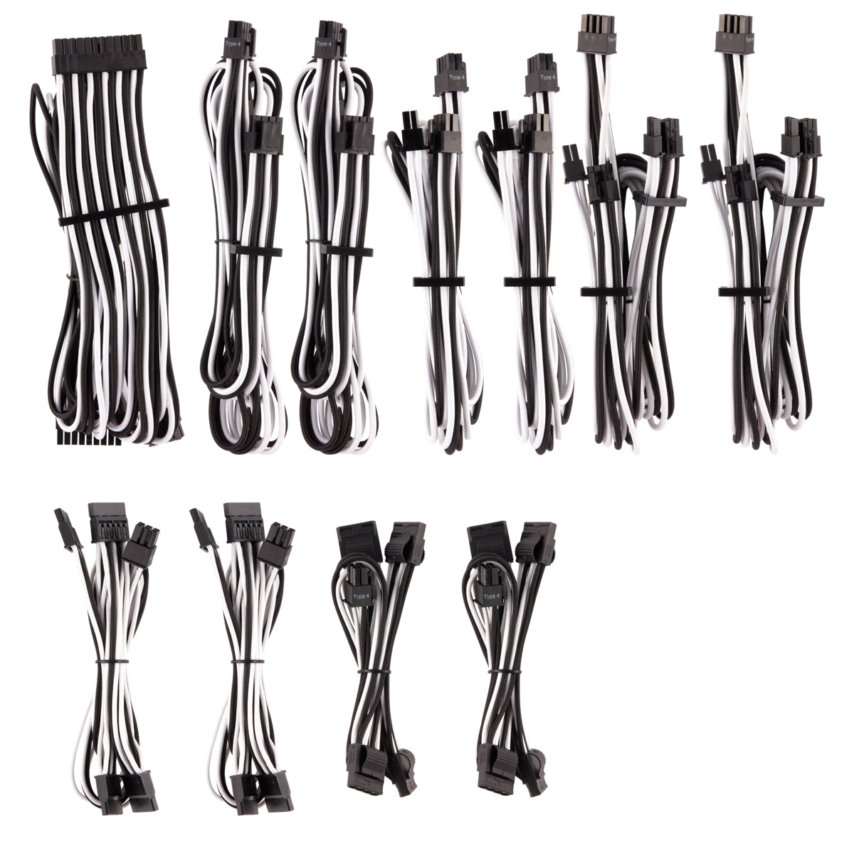 Corsair Pro Kit Typ 4 DC-Stromkabel – Schwarz/Weiss, für Corsair HX- und RM-Serie