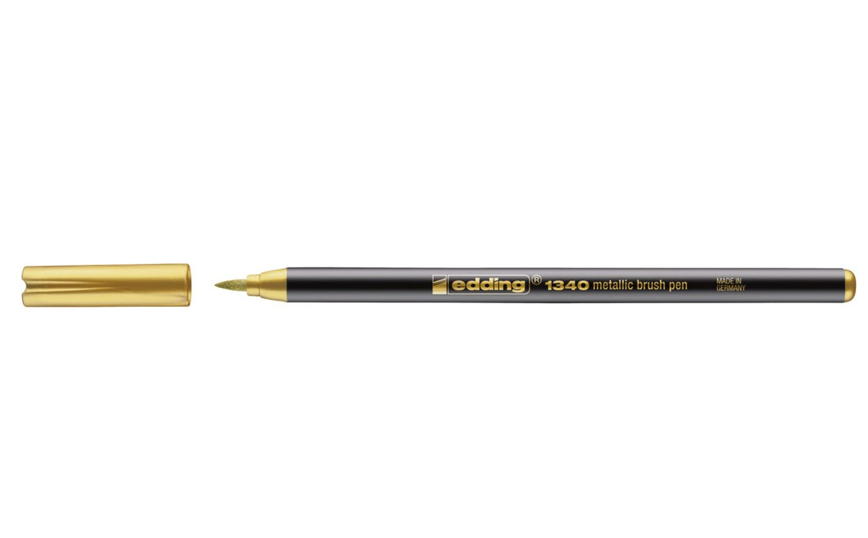 Edding 1340 Pinselstift Metallic – Pinselspitze, 1–3 mm, wasserbasiert, Gold