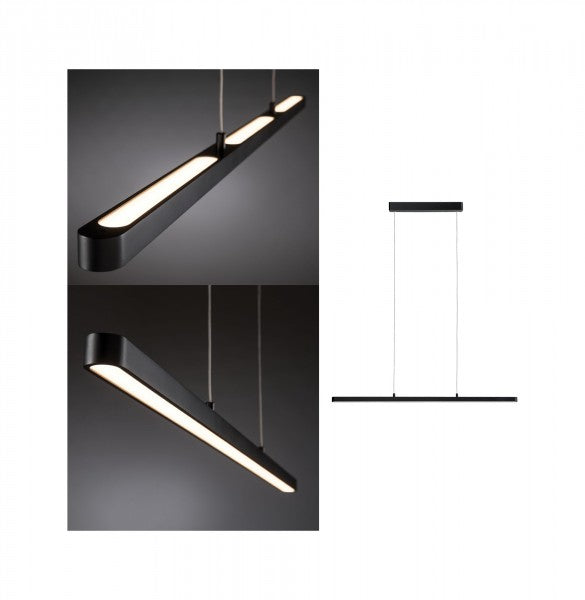 Paulmann Deckenleuchte Lento – 100 × 3,5 cm, 1800 lm, 42 W, 2700 K, dimmbar, schwarz, Pendellänge 150 cm