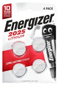 Energizer Knopfzellen CR2025, Lithium, 3 V – 4 Stk.
