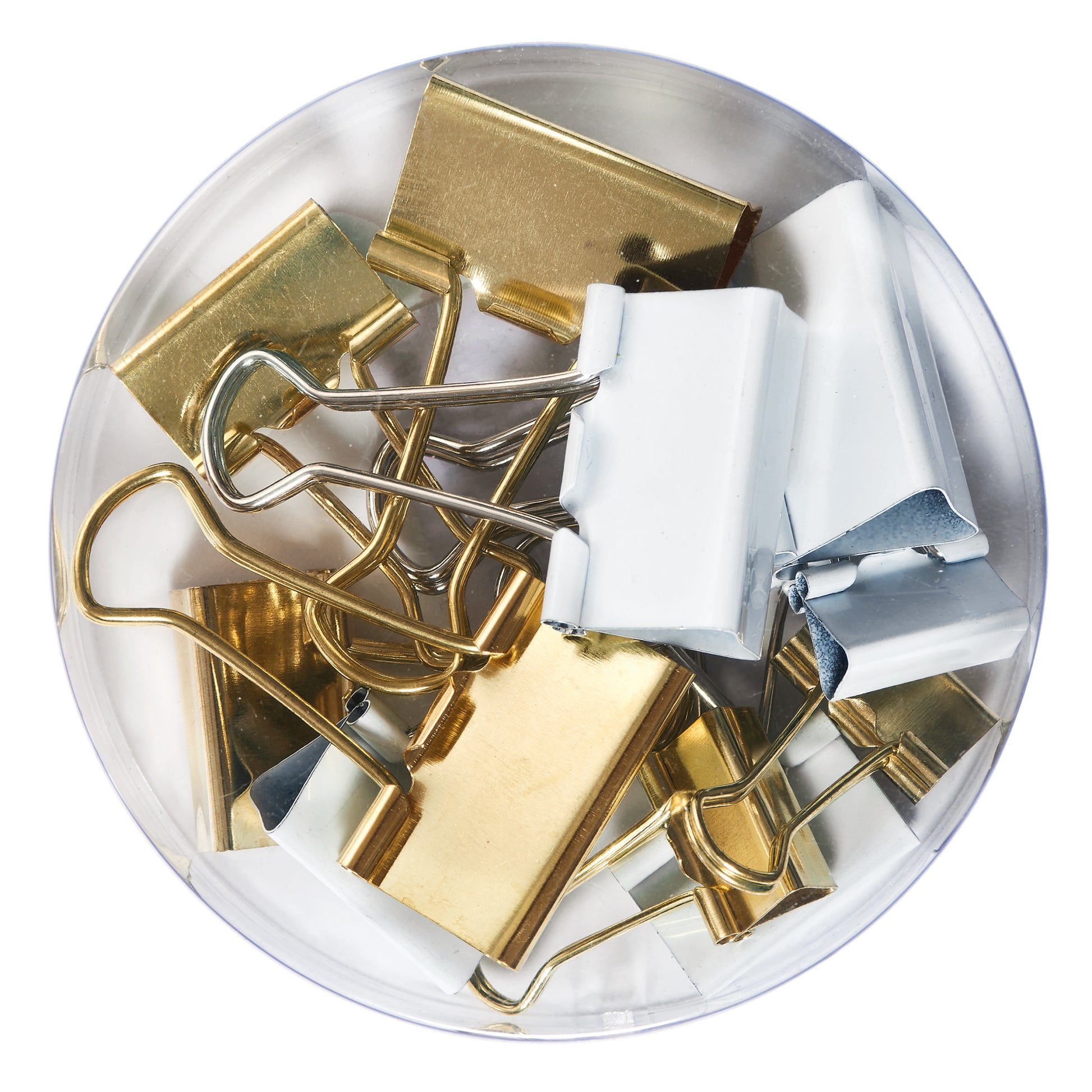 Herlitz Foldback-Klammern 32/25/19 mm – weiss, gold, Metall – 12 Stk.