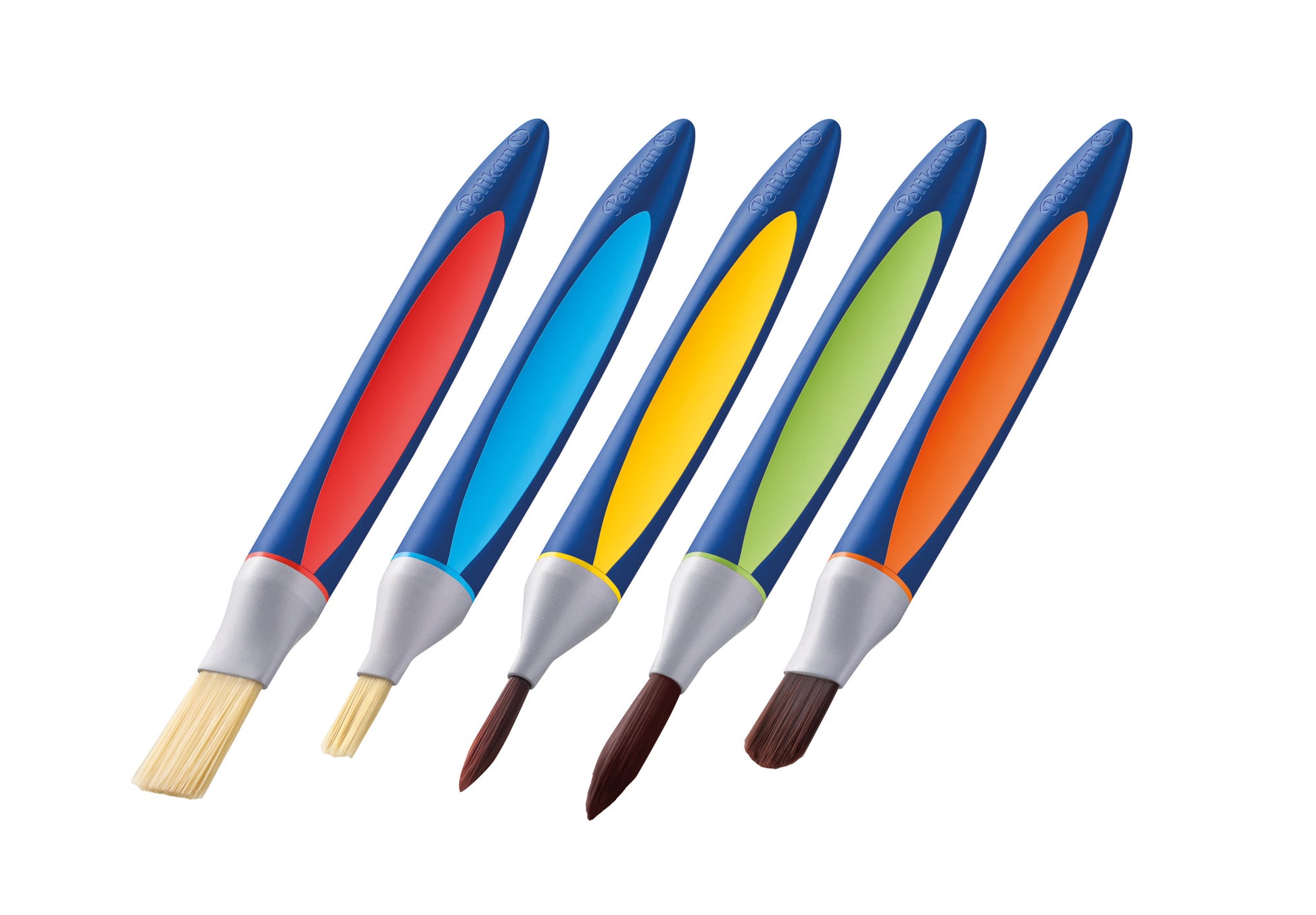 Pelikan Pinsel-Set – Helle Bürste, Synthetisch, Grössen 6/10/12, 5 Farben, 5er-Set