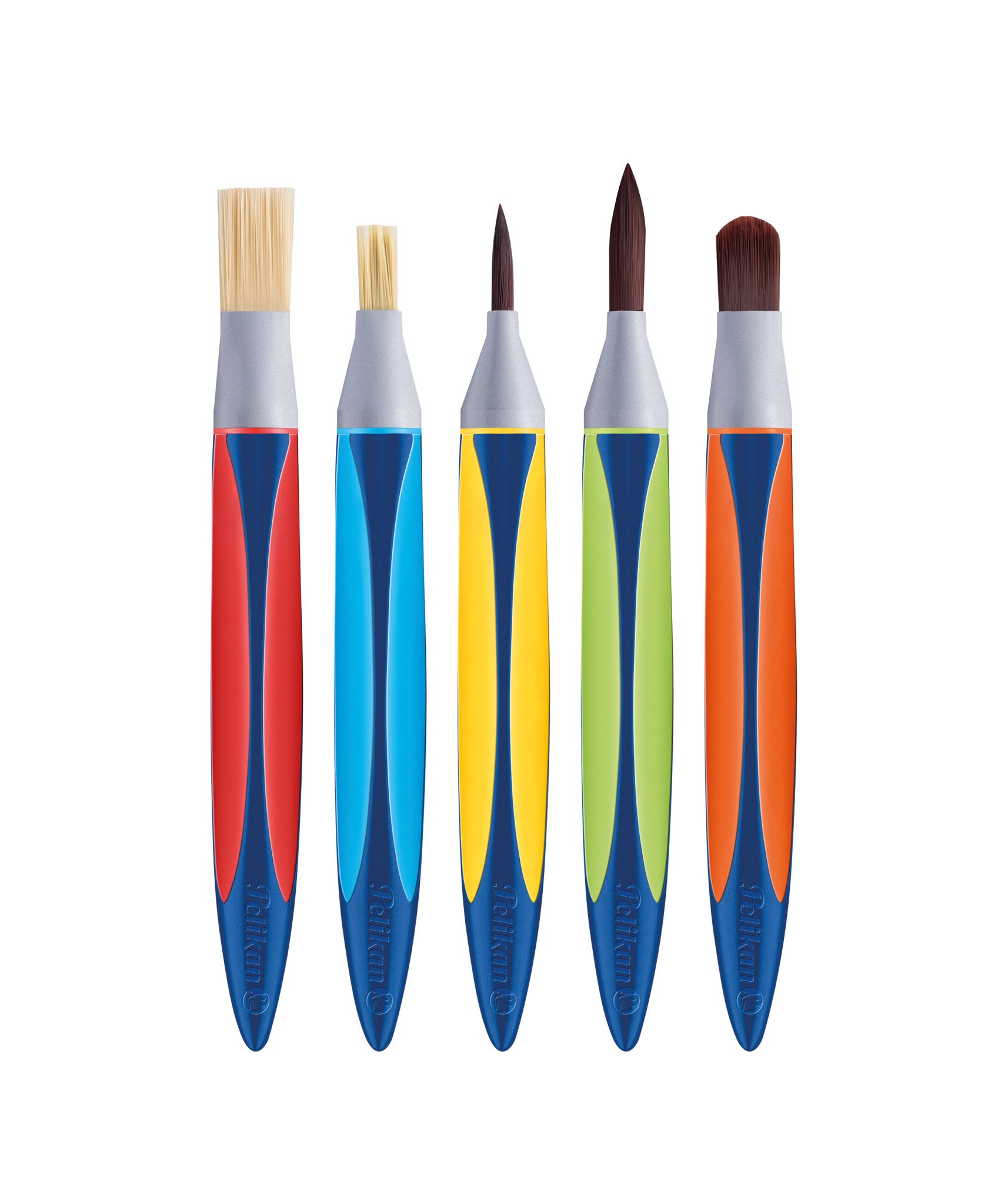 Pelikan Pinsel-Set – Helle Bürste, Synthetisch, Grössen 6/10/12, 5 Farben, 5er-Set