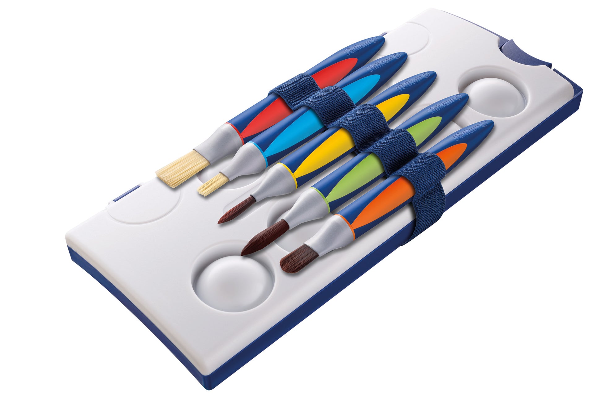 Pelikan Pinsel-Set – Helle Bürste, Synthetisch, Grössen 6/10/12, 5 Farben, 5er-Set