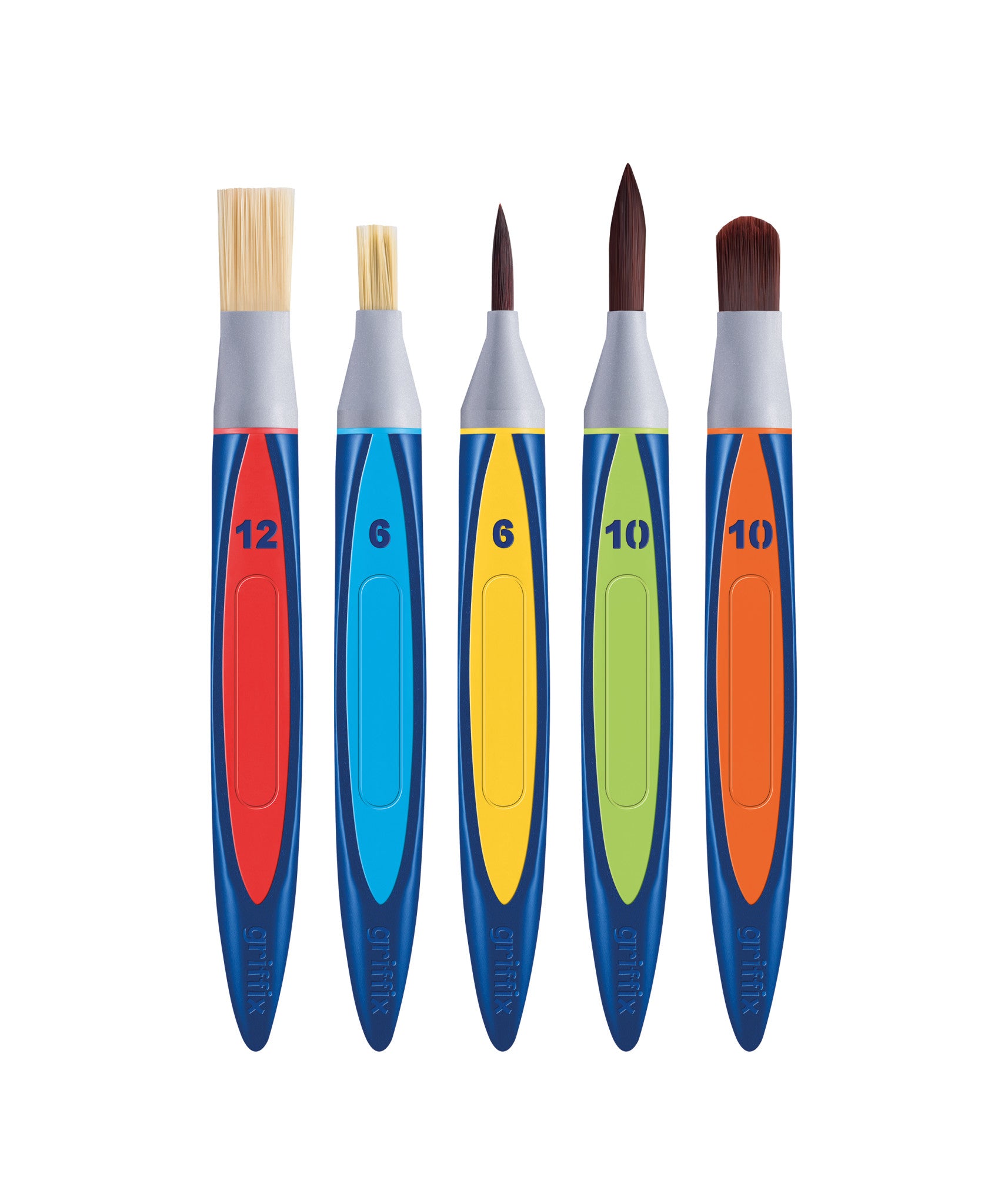 Pelikan Pinsel-Set – Helle Bürste, Synthetisch, Grössen 6/10/12, 5 Farben, 5er-Set