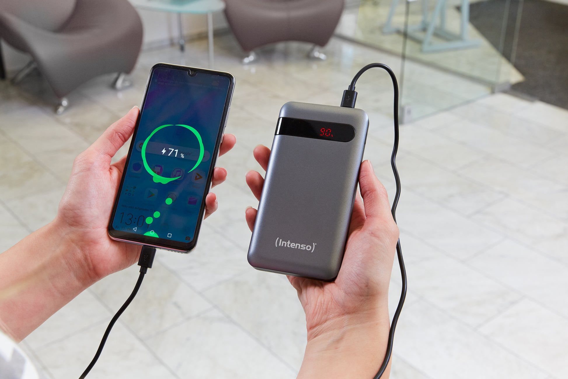 Intenso PD10000 Powerbank 10'000 mAh – 20 W PD, 1× USB-C, 1× USB-A, anthrazit