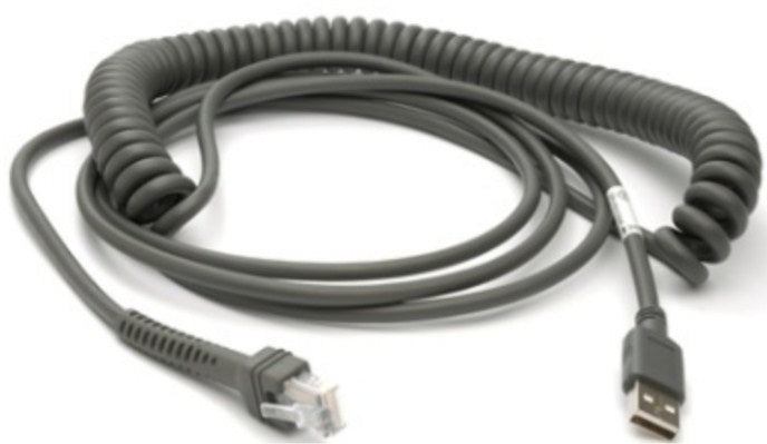 Zebra USB-A Spiralkabel – Grau, 4,57 m