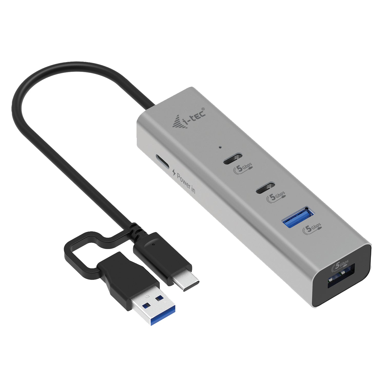 i-tec Universeller Ladender Metall USB-Hub – USB-C/USB-A, 2× USB-A, 2× USB-C, 85 W PD, für Windows/Mac/ChromeOS