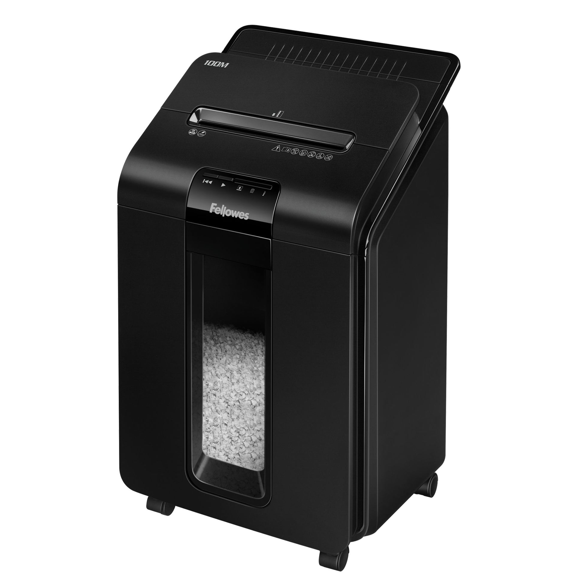 Fellowes AutoMax 100M – Aktenvernichter mit Autofeed 100 Blatt, DIN P-4, Partikelschnitt 4 × 10 mm, 23 l