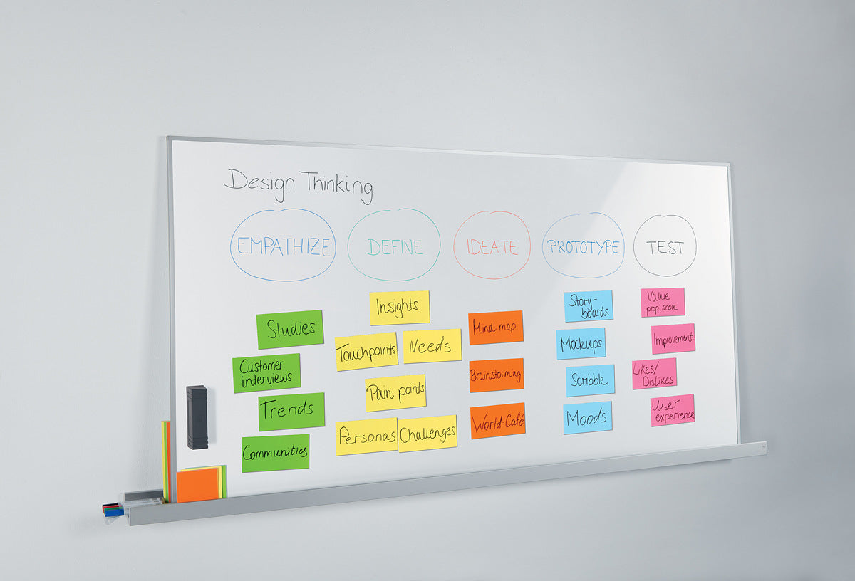Sigel Whiteboard – 90 × 180 cm, lackierter Stahl, magnetisch, Aluminiumrahmen, mobil, beidseitig