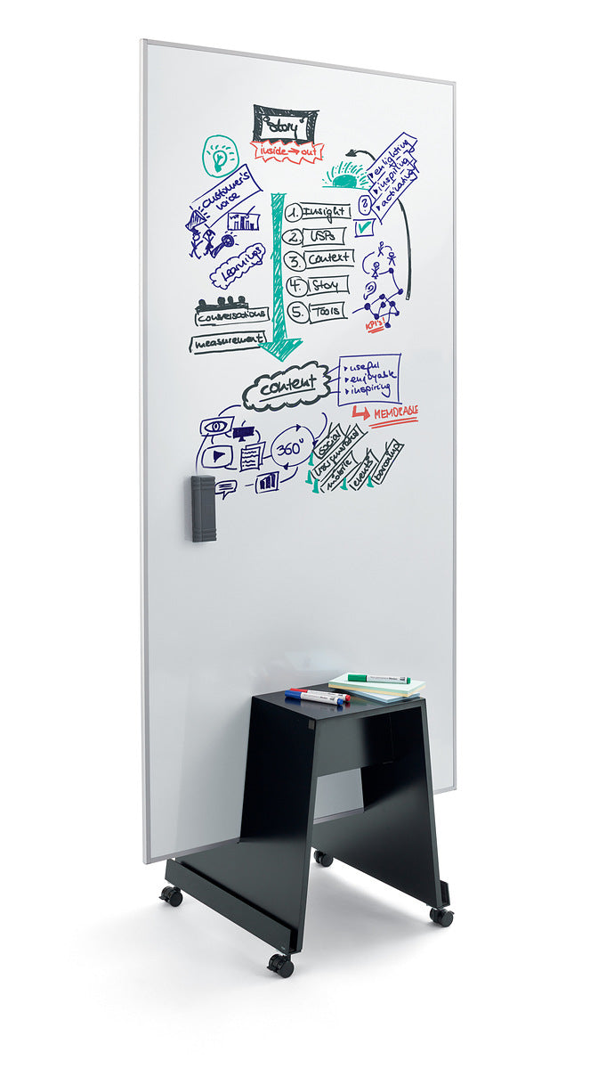 Sigel Whiteboard – 90 × 180 cm, lackierter Stahl, magnetisch, Aluminiumrahmen, mobil, beidseitig