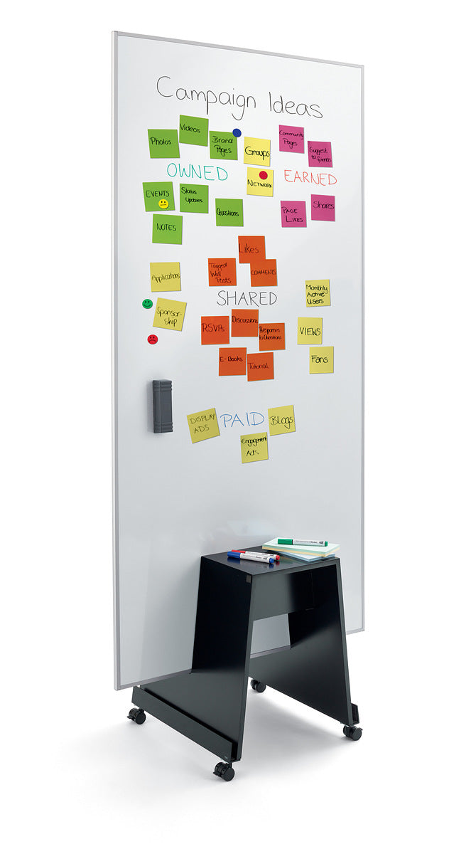 Sigel Whiteboard – 90 × 180 cm, lackierter Stahl, magnetisch, Aluminiumrahmen, mobil, beidseitig
