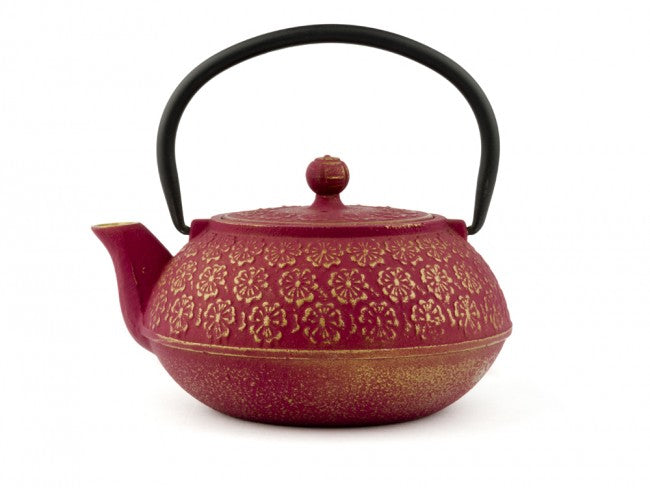 Bredemeijer Teeset Shanghai – 3-teiliges Set, 600 ml, Gusseisen, Rot, mit Edelstahlfilter, für Induktion