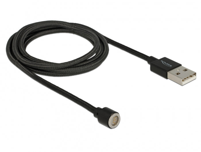 DeLOCK USB-Kabel – USB-A auf magnetischem Anschluss – USB 2.0 (480 Mbps) – 1,1 m – Textilmantel, magnetisch