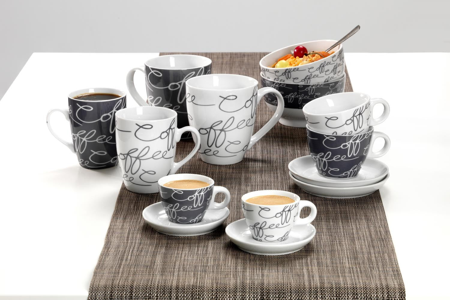 Flirt by R&B Kaffeetasse CORNELLO – 6er Set, 250 ml, Ø 8 cm, H 11,0 cm, Porzellan, Grau, spülmaschinenfest