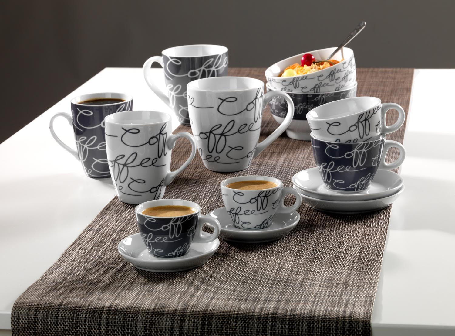 Flirt by R&B Kaffeetasse CORNELLO – 6er Set, 250 ml, Ø 8 cm, H 11,0 cm, Porzellan, Grau, spülmaschinenfest
