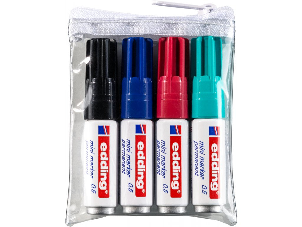 Edding Mini Permanentmarker – Feine Spitze 1,5–3 mm – Mehrfarbig – 4er-Set