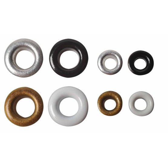 Fiskars Ösen Ø 3,2/4,8 mm – Schwarz, Gold, Silber, 120 Stück