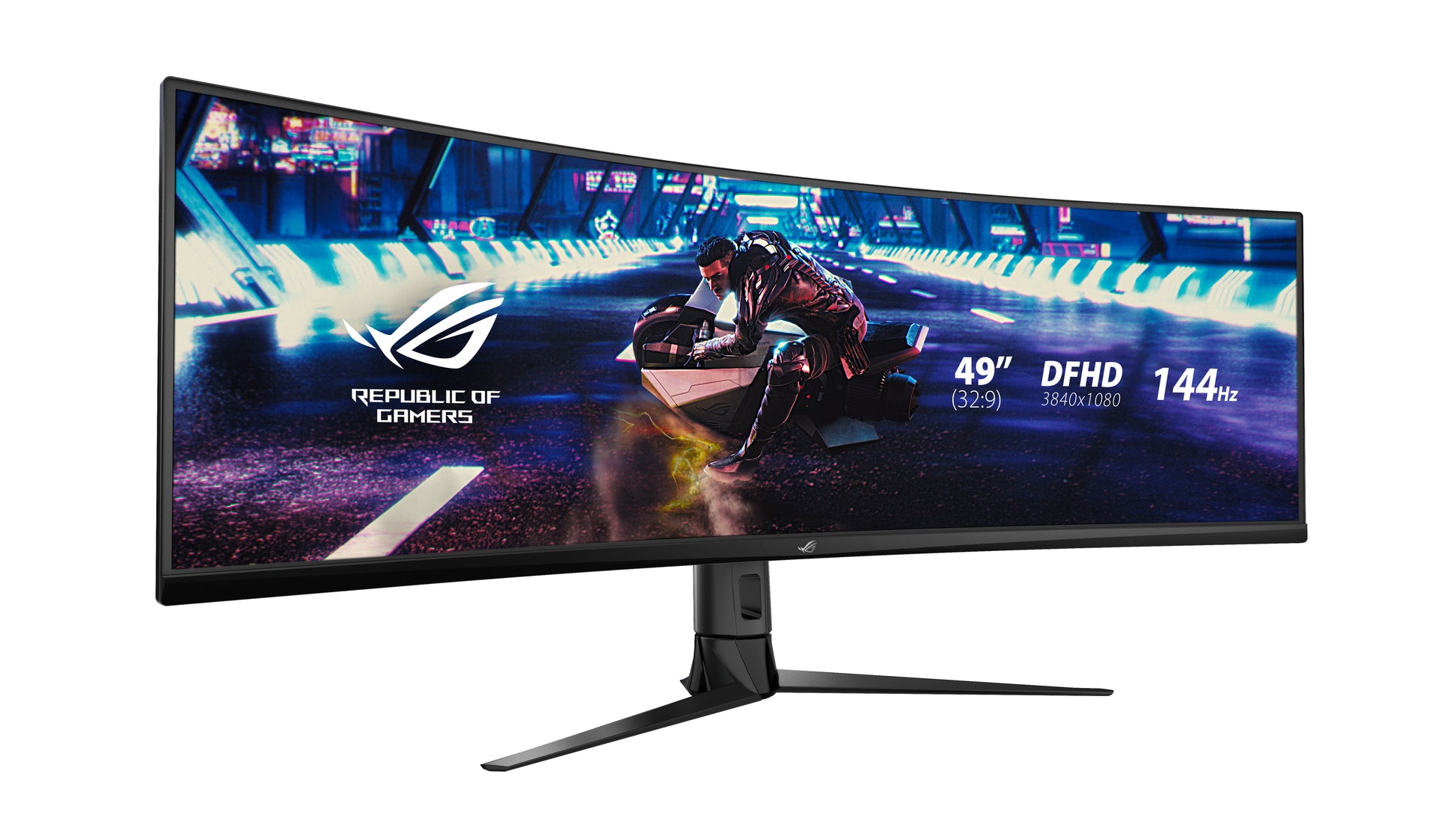 ASUS ROG Strix XG49VQ – Monitor, 49", VA, 144 Hz, 450 cd/m², Gebogen, VESA 100 × 100, Schwarz