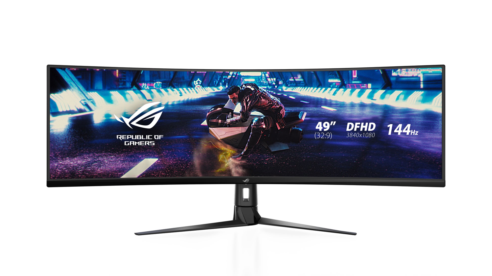 ASUS ROG Strix XG49VQ – Monitor, 49", VA, 144 Hz, 450 cd/m², Gebogen, VESA 100 × 100, Schwarz
