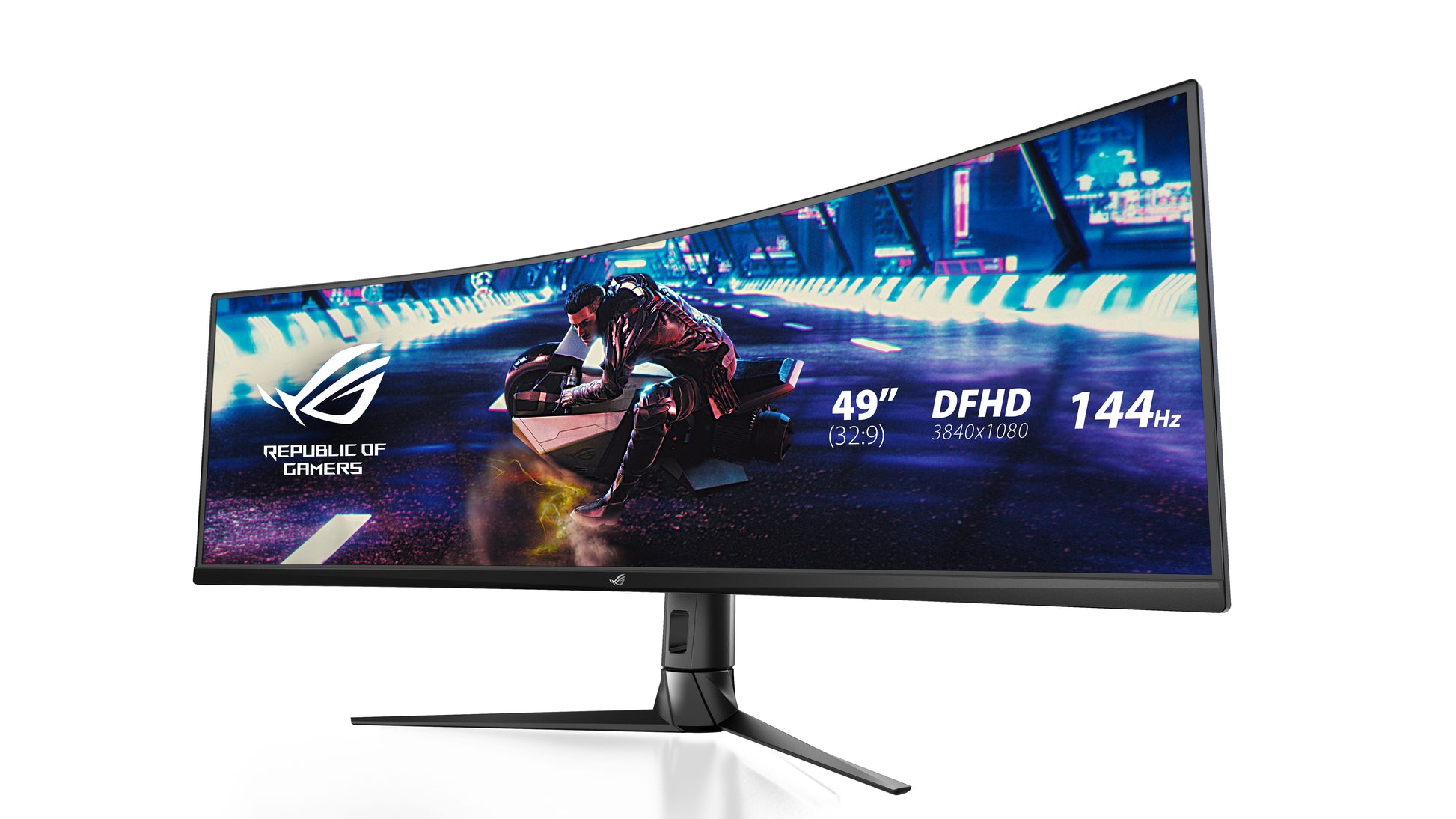 ASUS ROG Strix XG49VQ – Monitor, 49", VA, 144 Hz, 450 cd/m², Gebogen, VESA 100 × 100, Schwarz