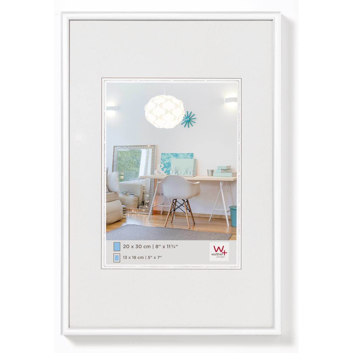Walther Design Wechselrahmen, Kunststoff, Weiss, 30 × 40 cm, mit 2 Jumbo-Aufhängern, recyclingfähig – eco:plus