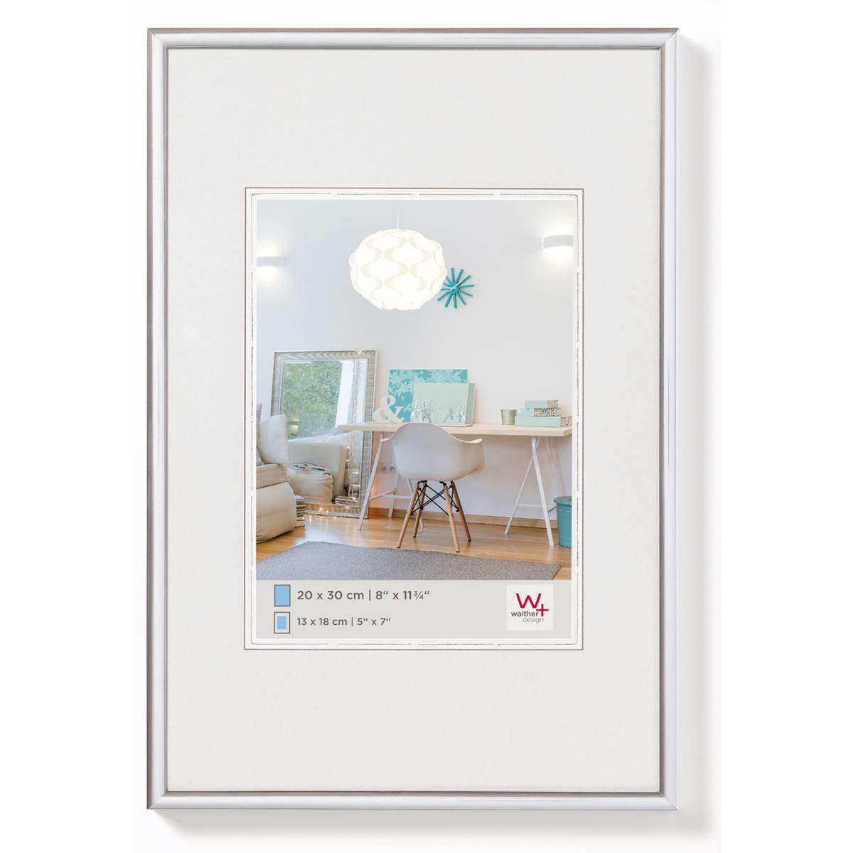 Walther Design Wechselrahmen, New Lifestyle, silber, Kunststoff, 21 × 29,7 cm, mit Aufhänger – eco:plus