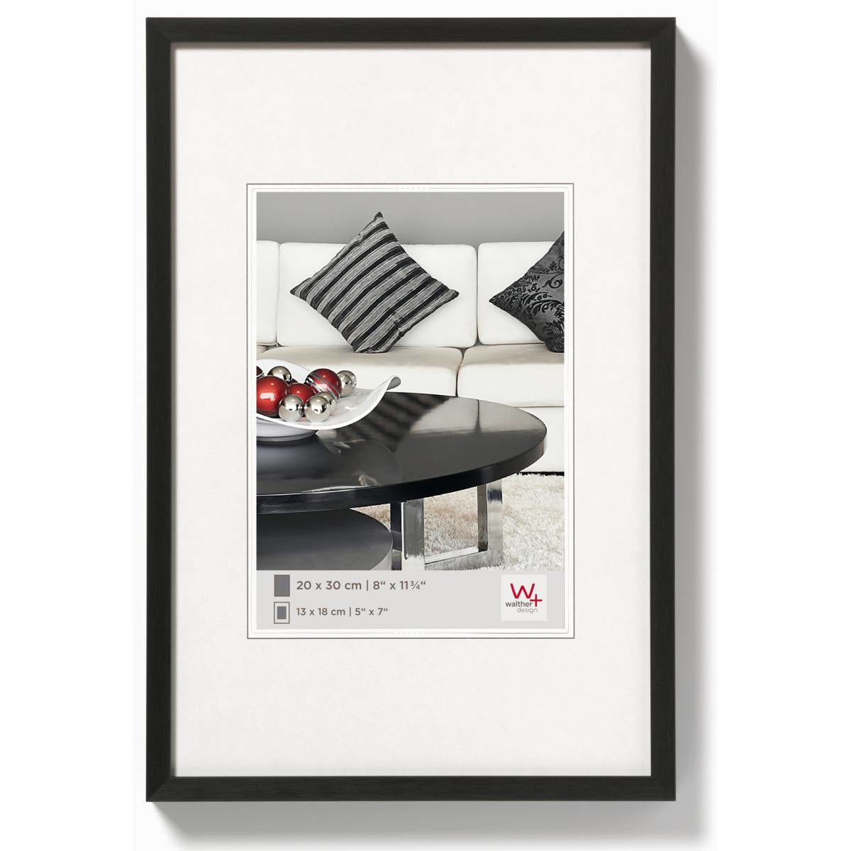 Walther Wechselrahmen, Schwarz, Kunststoff, 29,7 × 42 cm, mit Aufhänger – eco:plus