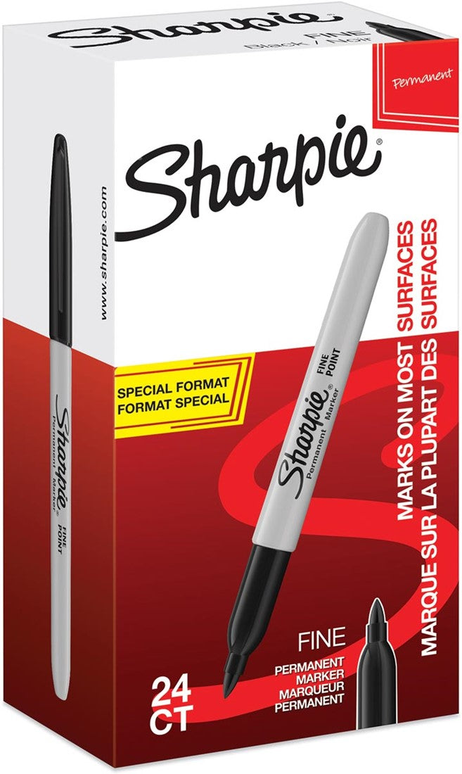 Sharpie Permanentmarker – Feine Spitze 1 mm – Schwarz – 24er-Pack