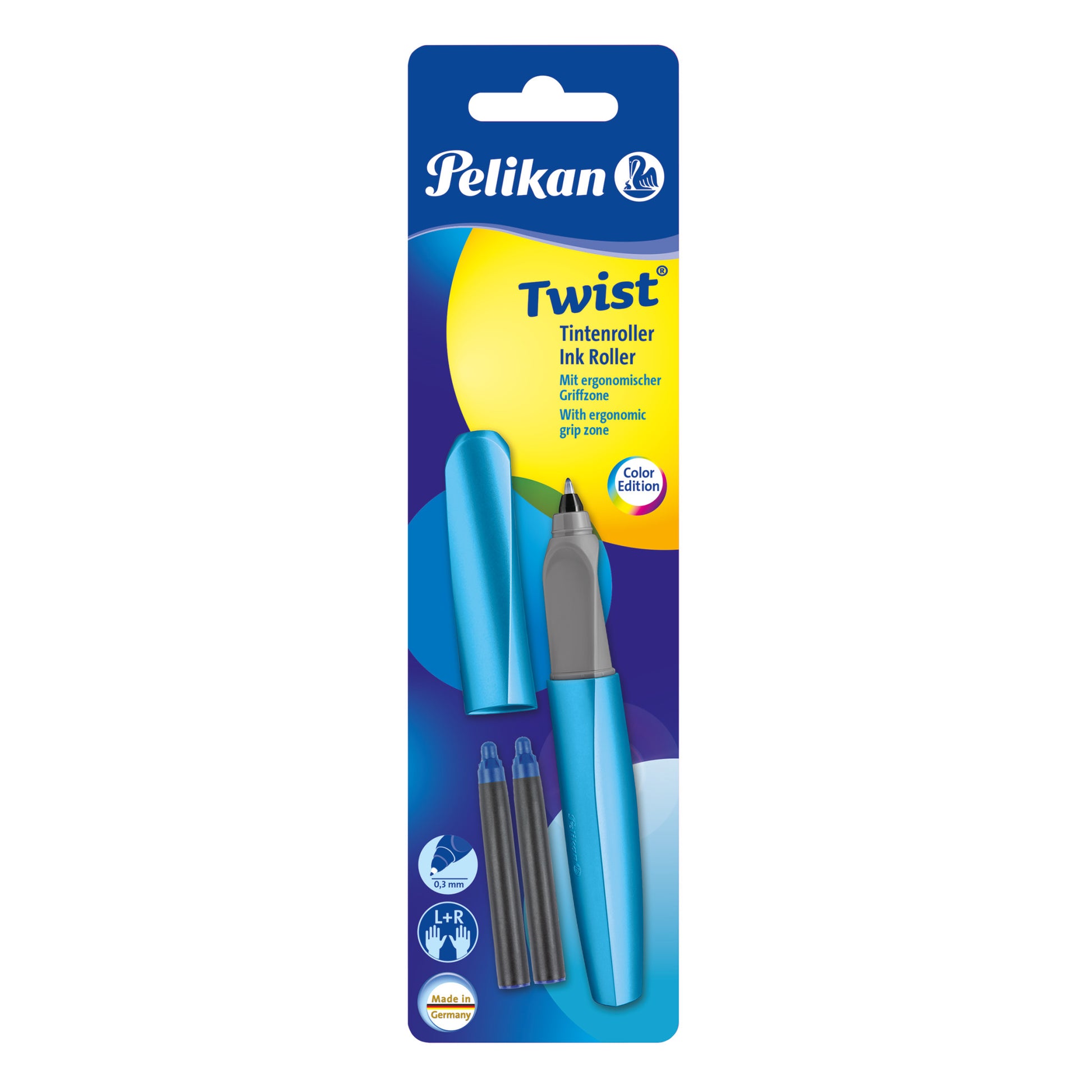 Pelikan Twist Classy Neutrals – Tintenroller, 0,3 mm, Königsblau, Drehmechanik, Kunststoff