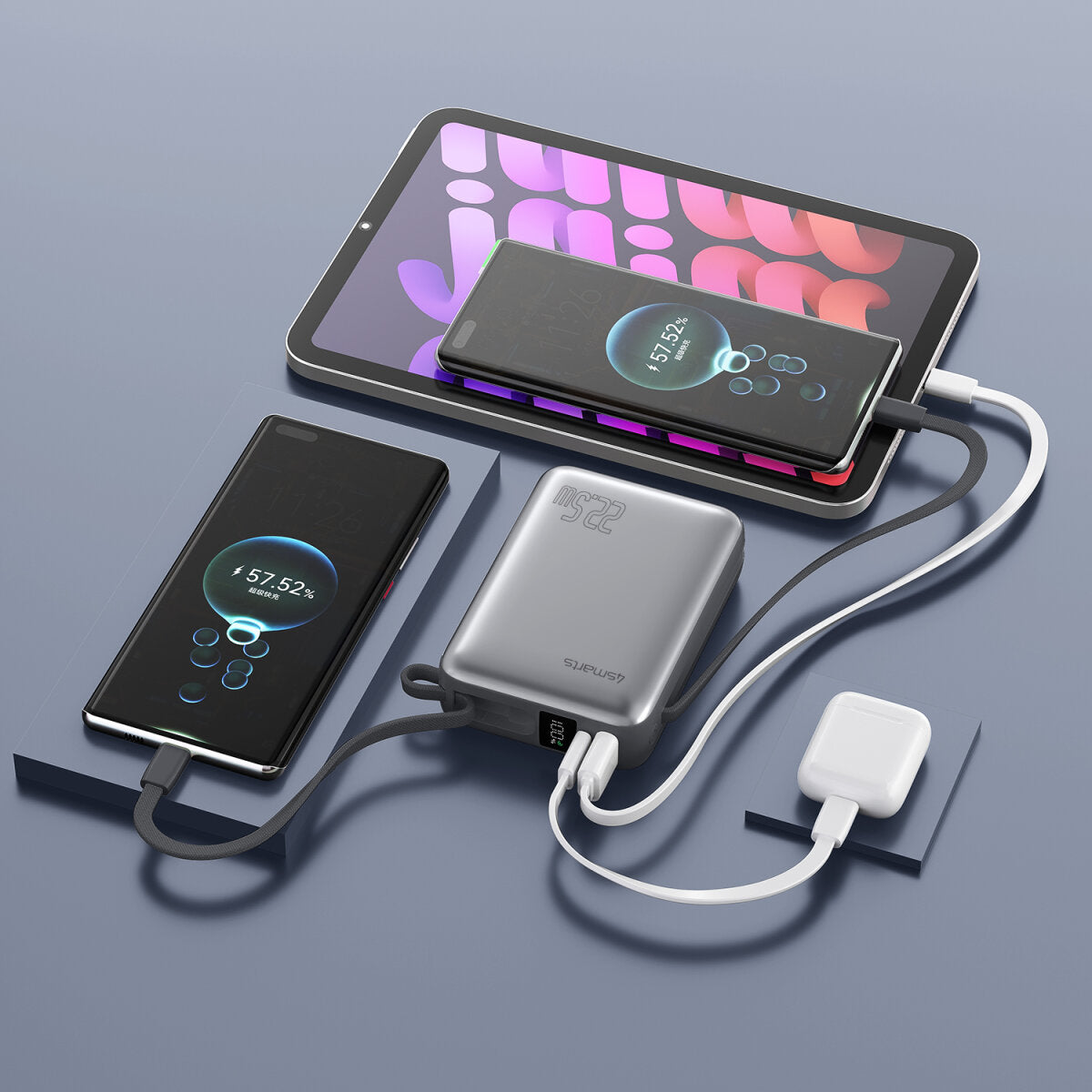 4smarts Powerbank 20000 mAh, PD 22,5 W, für Smartphones, Grau