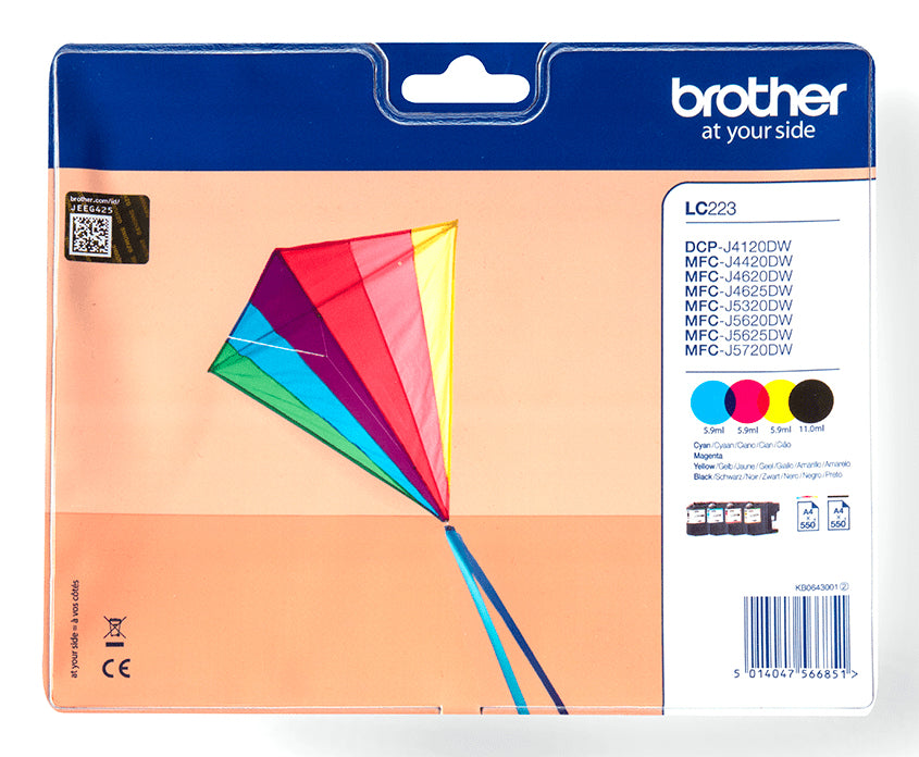 Brother LC-223VALBP Tintenpatronen-Multipack, 4er-Set (Original) – für DCP-J4120DW, MFC-J4420DW…