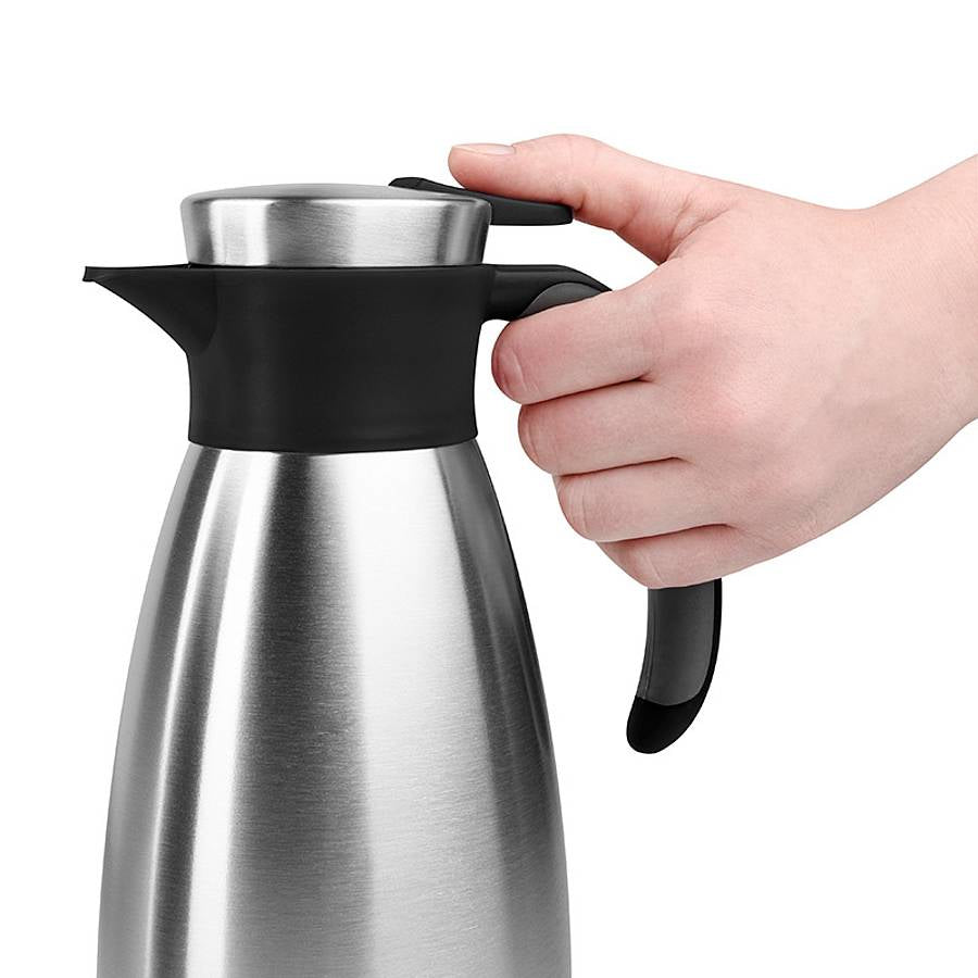 EMSA Thermoskanne Soft Grip – 1,5 l, Edelstahl, Schwarz, auslaufsicher