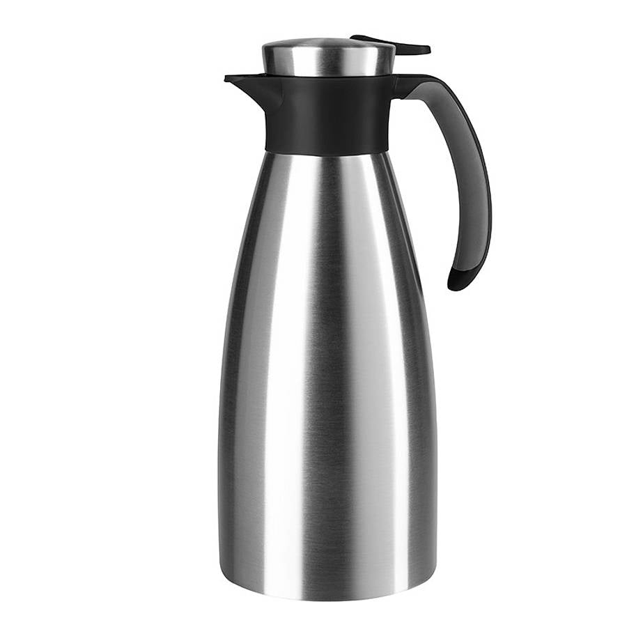 EMSA Thermoskanne Soft Grip – 1,5 l, Edelstahl, Schwarz, auslaufsicher