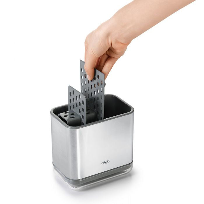 OXO Good Grips – Spülebehälter 14,2 × 14,2 × 13,9 cm, Edelstahl, Silber