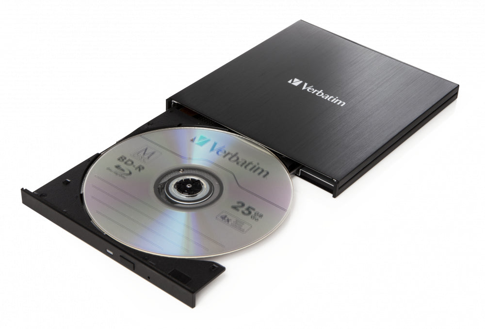 Verbatim Slimline Blu-ray Writer USB-C – für BD/BD-R/BD-R DL/BDXL, DVD, CD, MDISC