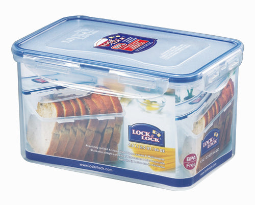 Lock & Lock Vorratsdose 1,9 l, 20,5 × 13,4 × 11,8 cm, Polypropylen (PP)/Silikon, transparent/blau