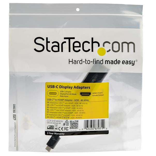 StarTech.com USB-C auf HDMI Adapter HDMI 2.0 4K 60 Hz – 0,1 m – HDR