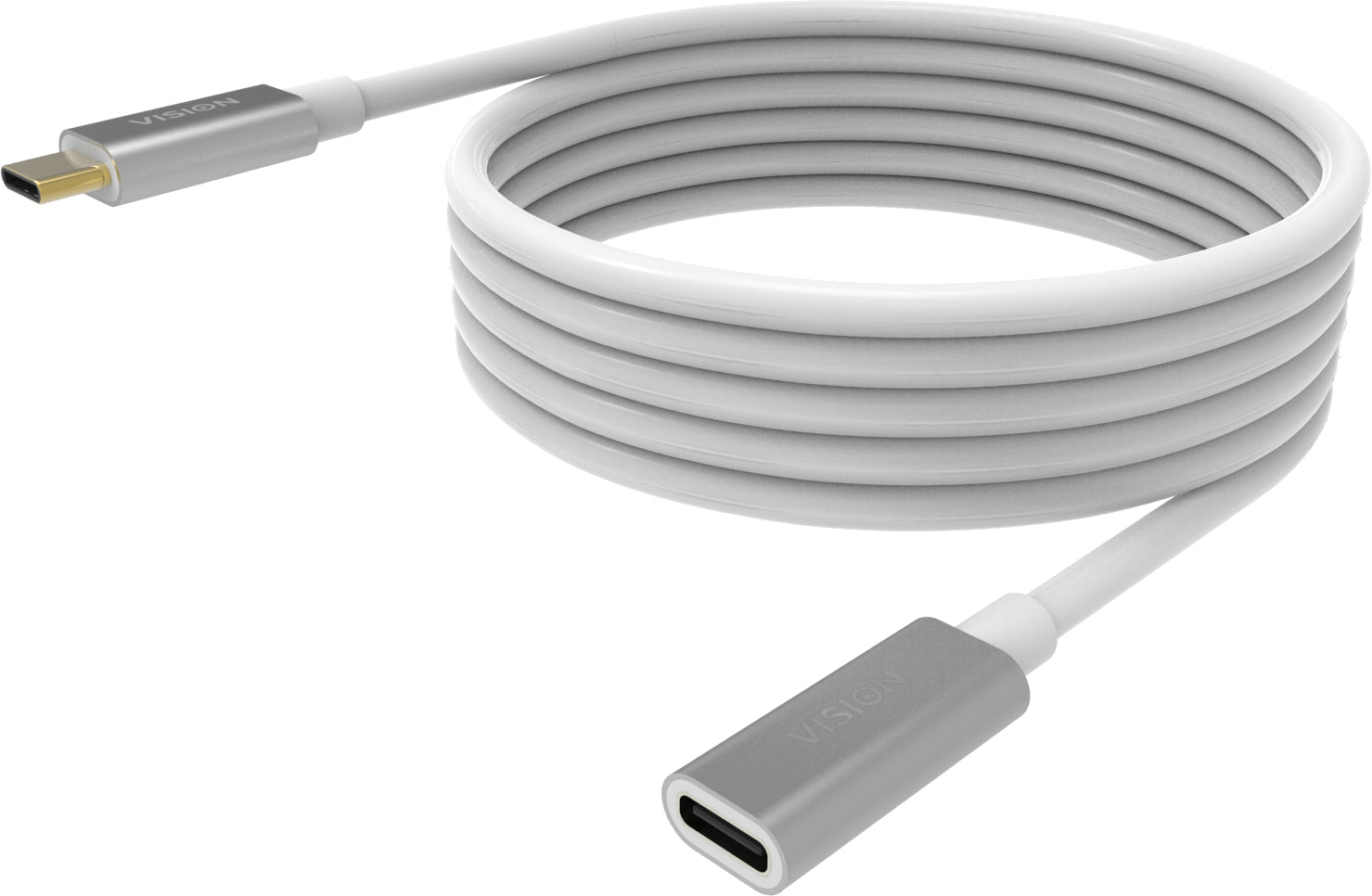 Vision USB-C Verlängerungskabel (Stecker auf Buchse) – USB 3.2 Gen 2 (10 Gbit/s) – 2 m – PVC-Mantel, Weiss