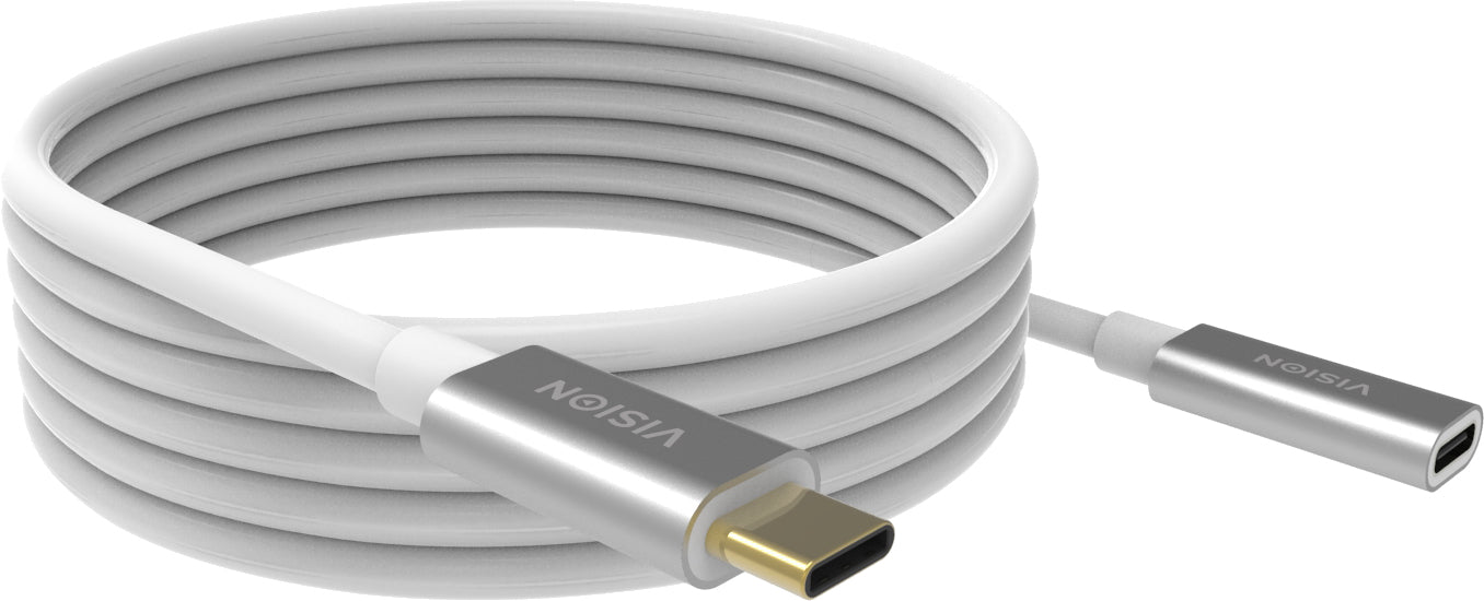 Vision USB-C Verlängerungskabel (Stecker auf Buchse) – USB 3.2 Gen 2 (10 Gbit/s) – 2 m – PVC-Mantel, Weiss