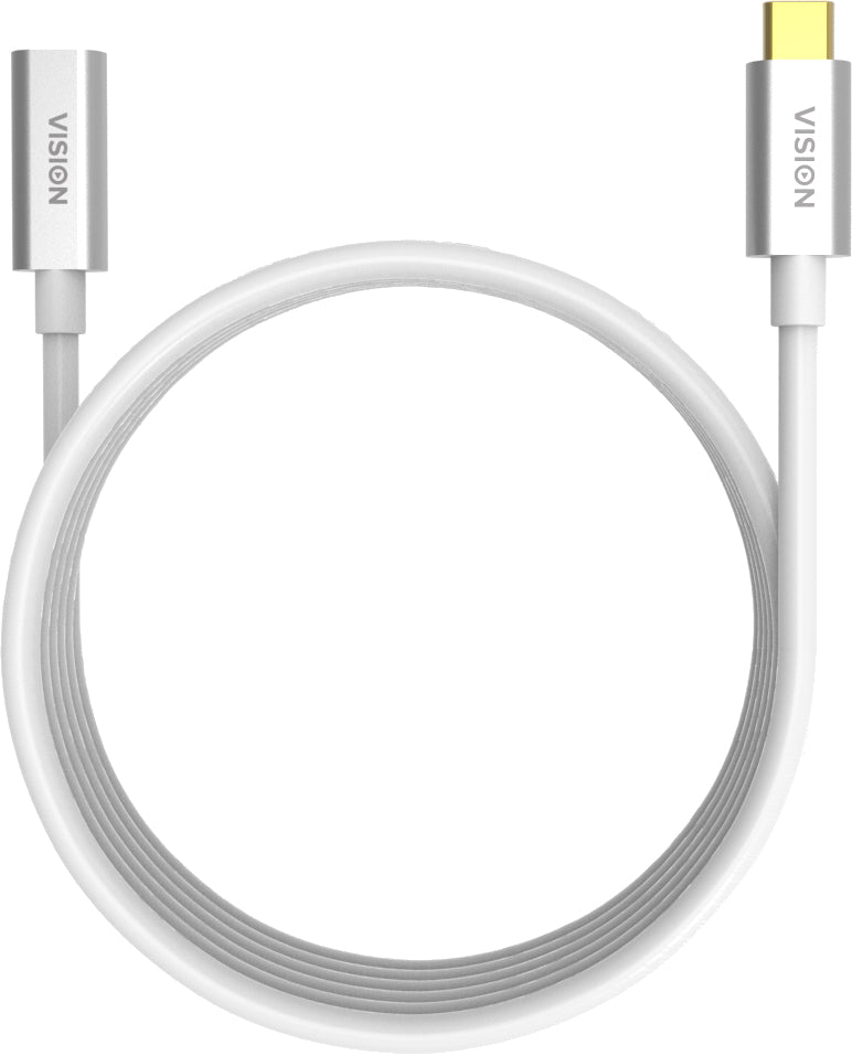 Vision USB-C Verlängerungskabel (Stecker auf Buchse) – USB 3.2 Gen 2 (10 Gbit/s) – 2 m – PVC-Mantel, Weiss