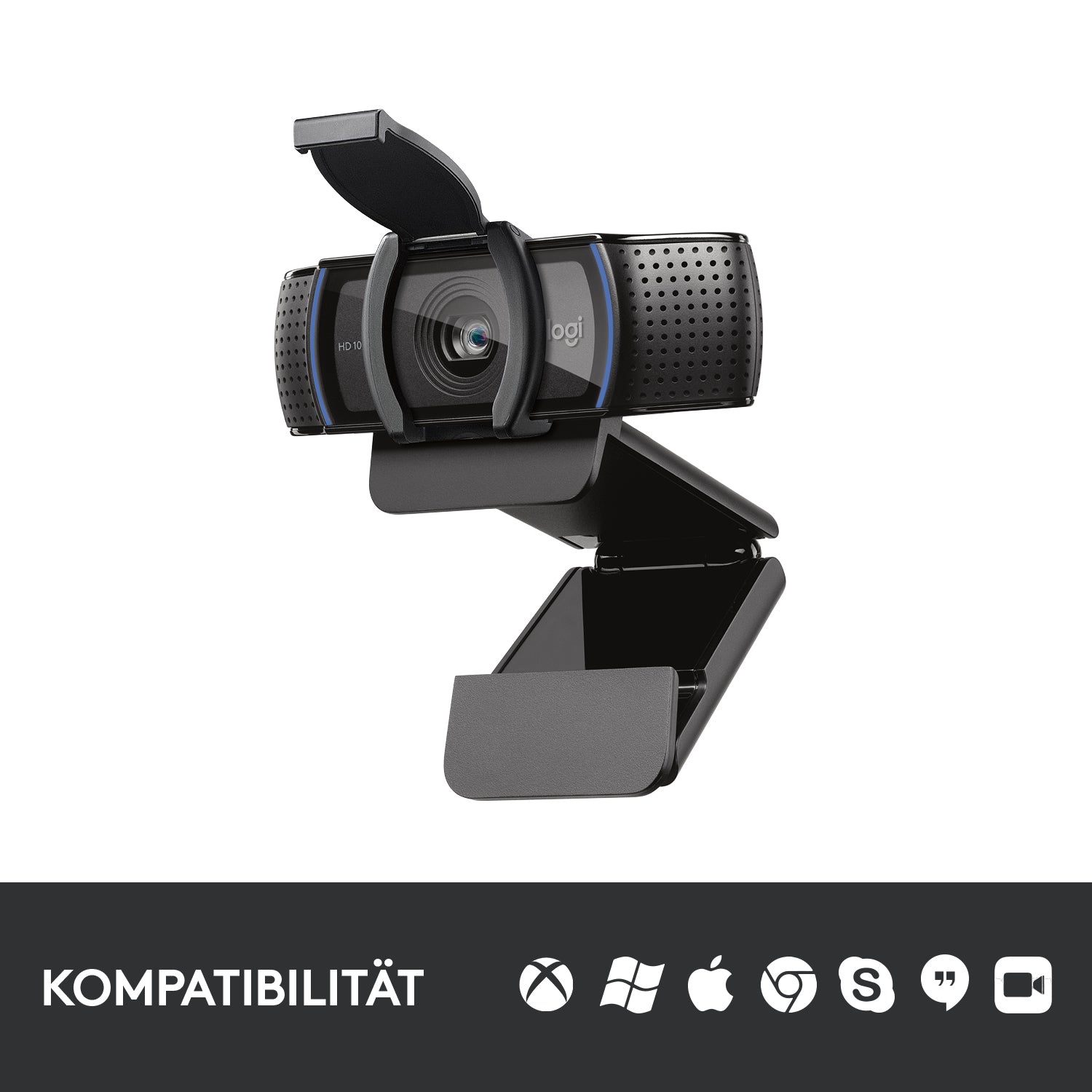 Logitech C920S PRO Webcam – Full HD, 30 fps, USB, Autofokus, Abdeckung, 78°, Schwarz, für Windows & macOS