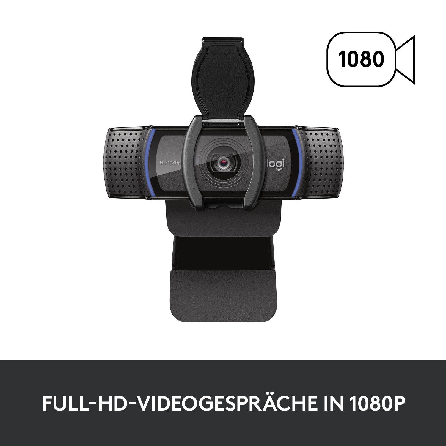 Logitech C920S PRO Webcam – Full HD, 30 fps, USB, Autofokus, Abdeckung, 78°, Schwarz, für Windows & macOS