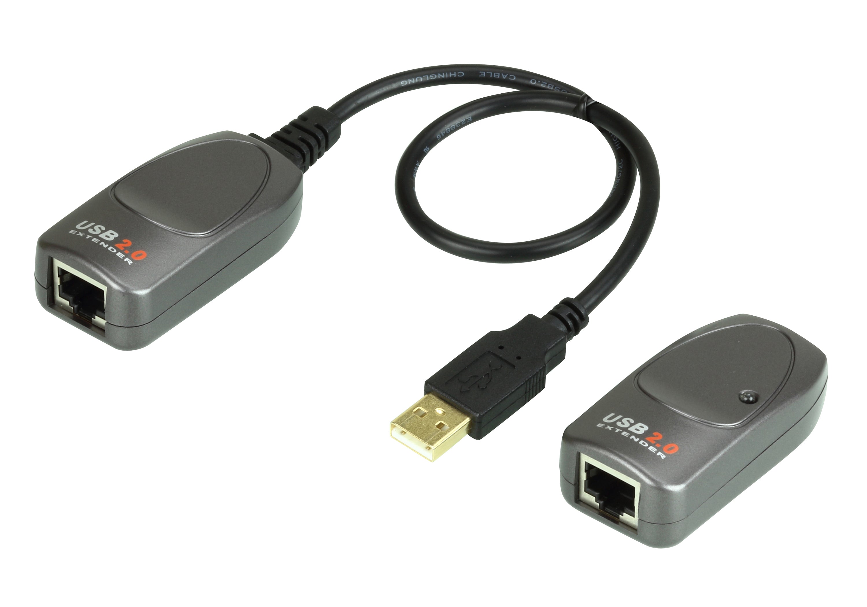 ATEN USB-A Verlängerungskabel (Stecker auf Buchse) – USB 2.0 (480 Mbit/s) – 60 m – inkl. Netzteil – Schwarz
