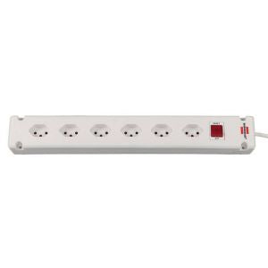 Brennenstuhl Bremounta Steckdosenleiste – 6× T13, 3 m, mit Schalter, Weiss