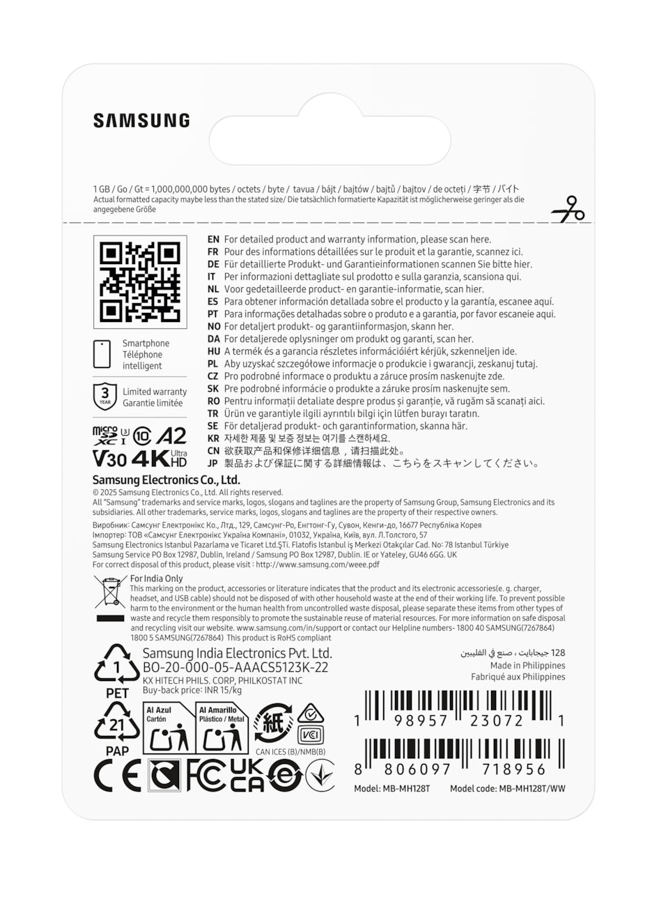 Samsung T9 microSDXC 128 GB – UHS-I, U3, V30, A2, 200/130 MB/s
