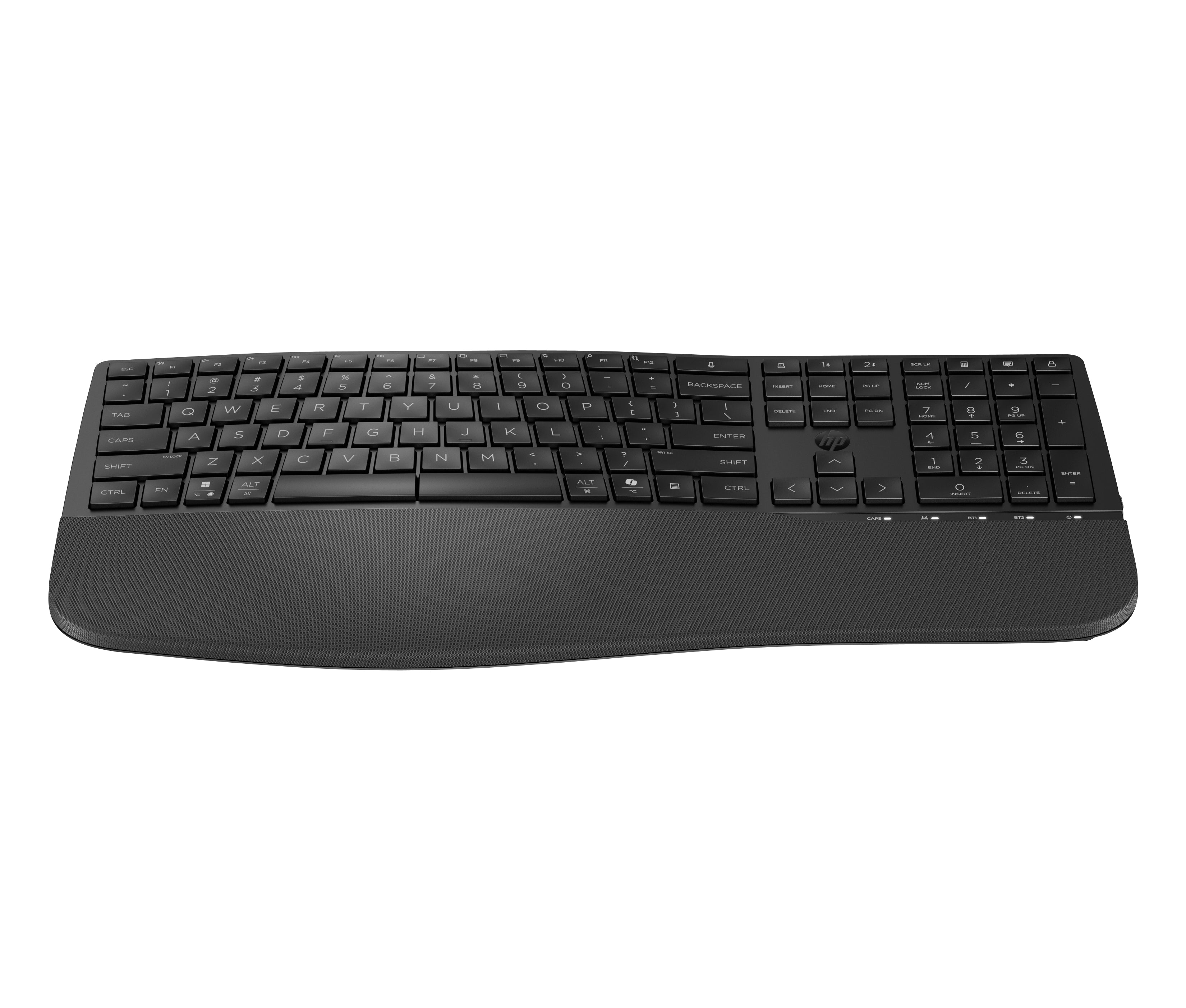 HP 685 Comfort Dual-Mode Tastatur – 100% – Membran – Bluetooth & 2,4 GHz – mit Handballenauflage – Schwarz