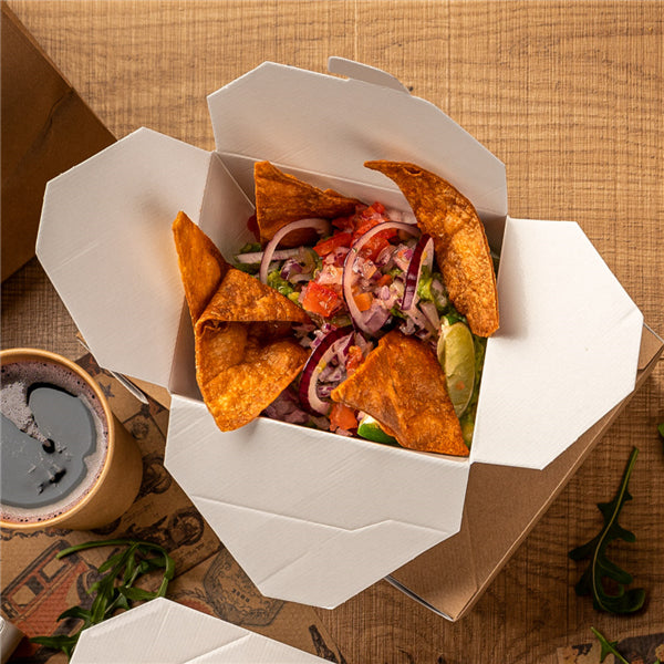 Garcia de Pou Take-away-Box, Papier/Karton – 780 ml, 113 × 90 × 63 mm, braun/weiss – FSC – 50 Stk.