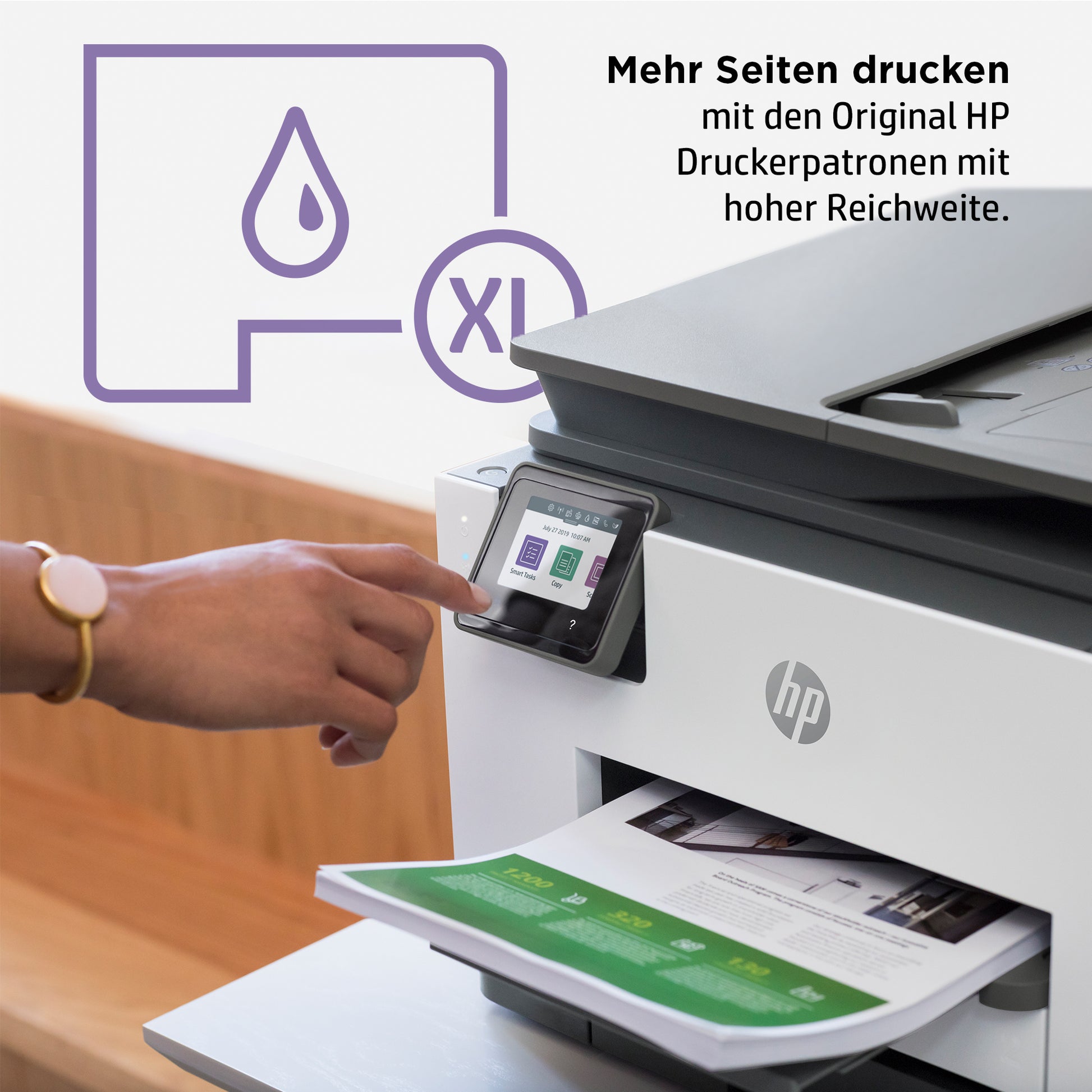 HP Officejet Pro 9022e – Farbiger Tintenstrahl-MFP A4, 4-in-1 – USB/WLAN – Duplex, ADF – 24 Seiten/Min. S/W